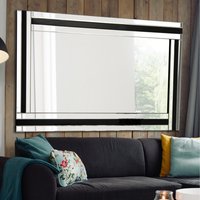 Black and Silver Bevelled Triple Edge Wall Mirror - Black