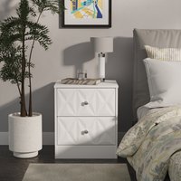 San Jose Fully Assembled 2 Drawer Bedside Cabinet - White Matt