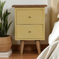 Solid Wood Hand Painted Bedside - Yellow