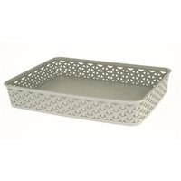 Curver Rattan A4 Wicker Storage Tray - Grey - 36 x 26 x 6cm