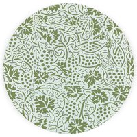 Green Oak Leaves & Berries Round Worktop Protector - Textured Glass Chopping Board - Green