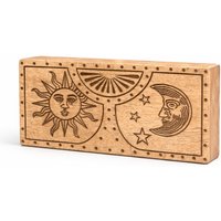 KDMD Sun Moon Carved Crystal & Stone Storage Box with Compartments in Brown