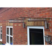 MonsterShop Glass Door Canopy And Brackets 144 x 80cm - Silver