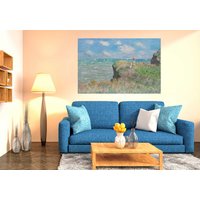 Claude Monet - Cliff Walk At Pourville, Canvas print - Blue / 77cm / 114cm