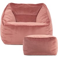 icon Natalia Giant Velvet Armchair Bean Bag with Footstool - Pink
