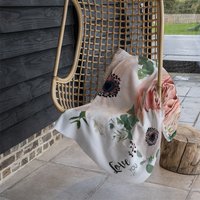 Garden Flower Pink Peach Rose White Anemone Blanket - Pink