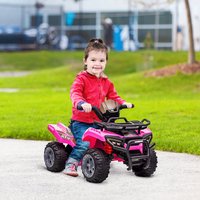 HOMCOM Kids 6V Ride on Car ATV Four Wheeler with Real Working Headlights - Pink