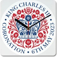 King Charles Coronation Clock - Red and blue