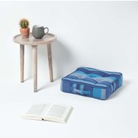 Homescapes Morocco Striped Cotton Floor Cushion - Blue