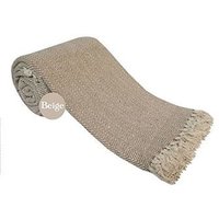 Herringbone Cotton Throw - Beige