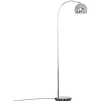 Modern Polished Chrome Curved Stem Floor Lamp With Chrome Shade - Silver