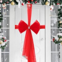 PMS, Decorative Red Christmas Door Bow Large Decorative Entrance Door Bow - Red PMS, Decorative Red Christmas Door Bow Large Decorative Entrance Door Bow - Red