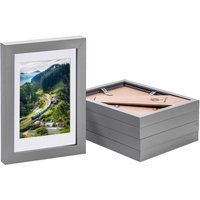 Photo Frames with 4x6" Mount - 5x7" - Grey - Pack of 5 - White