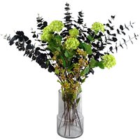 Black Eucalyptus and Viburnum Arrangement Glass Vase - Black Eucalyptus Viburnum Glass Vase