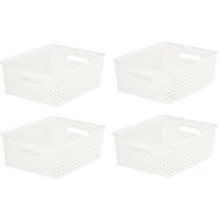Cream Rattan Storage Basket 12L Plastic Curver Nestable 35.5 x 29.5cm - Cream / 4