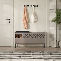 Heaton Modern Shoe Storage Bench - Mocha Grey
