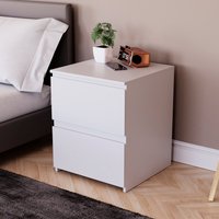 Denver 2 Drawer Bedside Table - White / 48cm