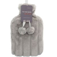 KH Faux Fur Hot Water Bottle - Silver