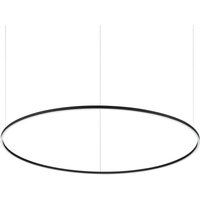 ORACLE Slim Non-Dim Round Integrated LED Pendant Ceiling Light - Black / 150cm