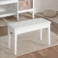 Tufted Faux Leather Piano Bench Seat With Storage - White
