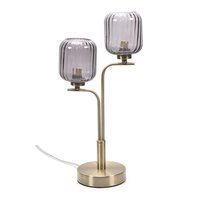 Amelie Gold Stem 2 Way Ribbed Glass Lamp Table Light - Gold