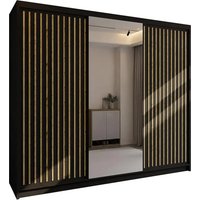 London Sliding Mirror Wardrobe - Black / 250cm