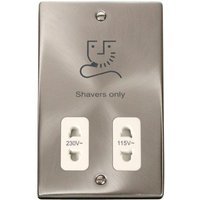 Satin Brushed Chrome Shaver Socket 115v230v - White
