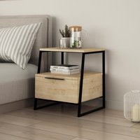 FWStyle 1 Door Bedside Table Cabinet Nightstand Scratch Resistant - Natural Oak