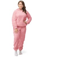 Teddy Loungewear Bottom And Hoodie Set - Pink / Extra Large