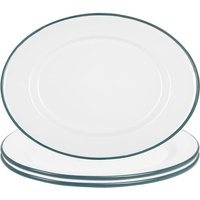 White Enamel Serving Platter - 30.5cm x 22.5cm - Green / 1.02kg