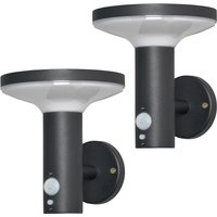 2 Pack of Uris Outdoor Solar LED Wall Lights with PIR Sensor - Black