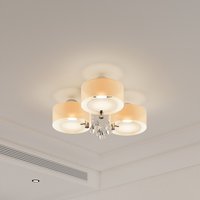 Round Acrylic LED Semi Ceiling Light with Crystal Accent - Cool White/Warm / 30cm