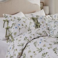 Meadow Cotton Floral Duvet Cover Set - White/Cornflower / Super King