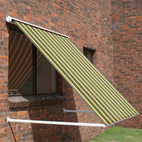 2.0m Drop Arm Window Awning Half Cassette - Yellow & Grey Stripe