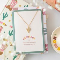 Cactus Necklace With Inspirational Greeting Card - Gold