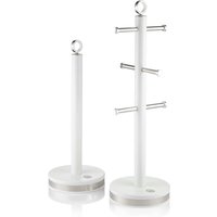 Serenity Towel Pole and Mug Tree Set - White
