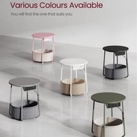 Charging Side Table with Basket - Grey