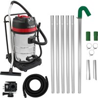 Gutter Cleaning System 80L Industrial Wet Dry Vacuum Kit with Camera - Silver