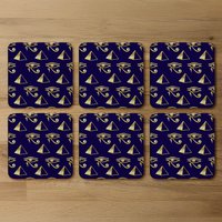 Gold Pyramid Eye Of Horus Coaster - Blue