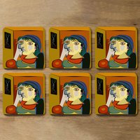 Thinking woman Designer Coaster Set - Orange