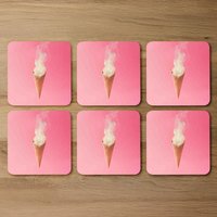 Smoking Ice Cream Cone Coaster Set - Pink