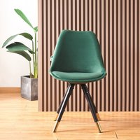 Single Sofia Velvet Dining Chair Upholstered for Kitchen Dining Room - Green