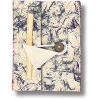 Large Handmade Lokta Blue Cotton Notebook with Bookmark - Blue