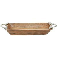 Vine Acacia Wood Rectangular Bowl - Brown