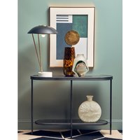 Xania Glass Top Two Tier Console Table - Black