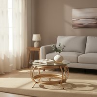 Mantis Champagne Gold Finish Biycle Wheel Coffee Table - Gold