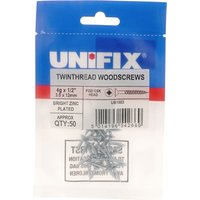 Unifix Twinthread Woodscrews Pozi Csk Head Bzp Ce 6G X 1/2" (3.5 X 12Mm) UB9TQTQCSKPZ/026 Box of 250 - Grey