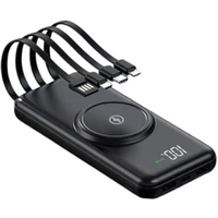 20000mAh Power Bank with Built-in Fast Charging Cable - Black