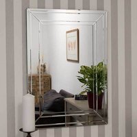 MirrorOutlet Langley All Glass Modern Bevelled Wall Mirror - All glass