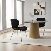 Warton Black Velvet Dining Chair - Black, Gold